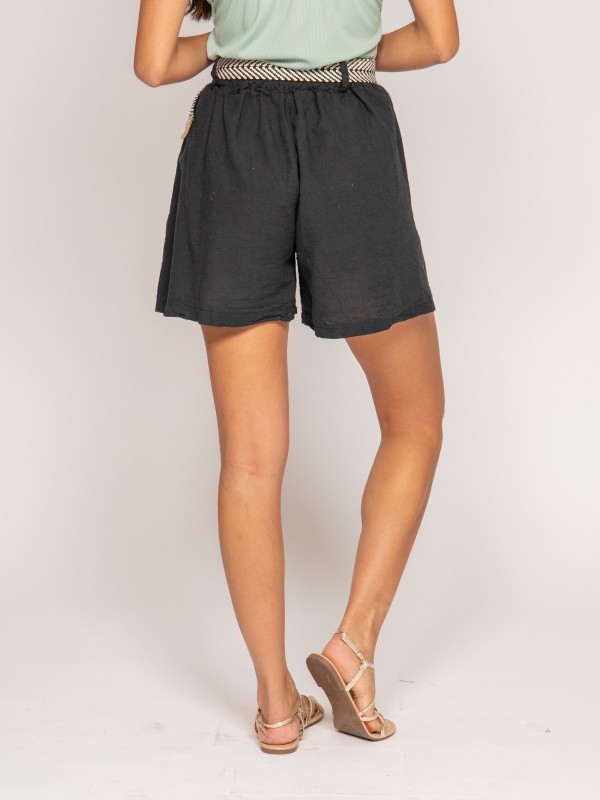 Short en lin XIGN - Noir