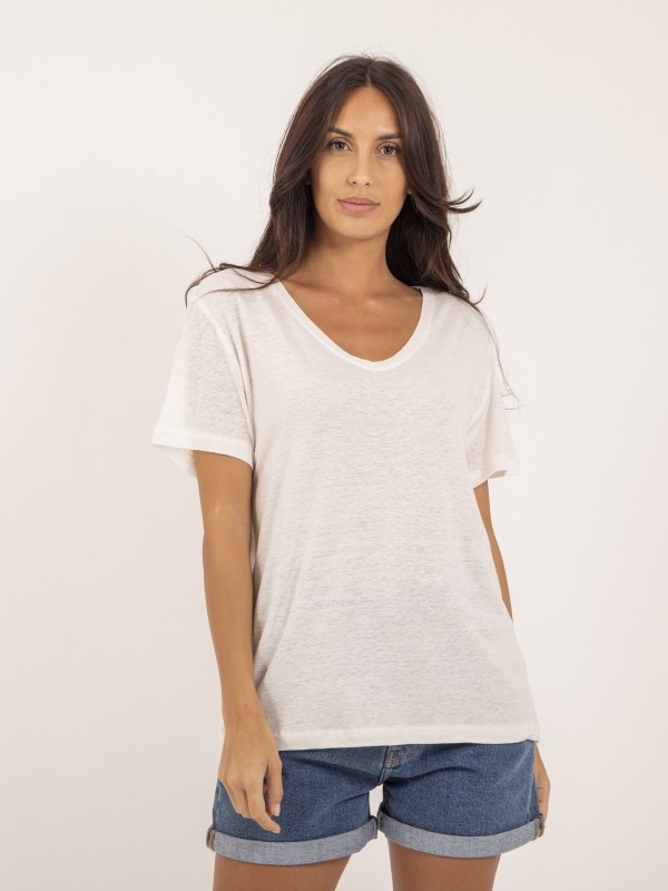 T-shirt col V lin FAIMES -...