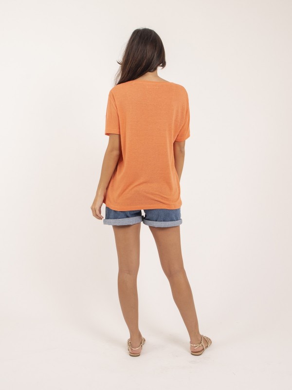 T-shirt col V lin FAIMES -...