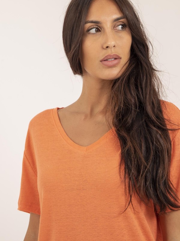 T-shirt col V lin FAIMES -...