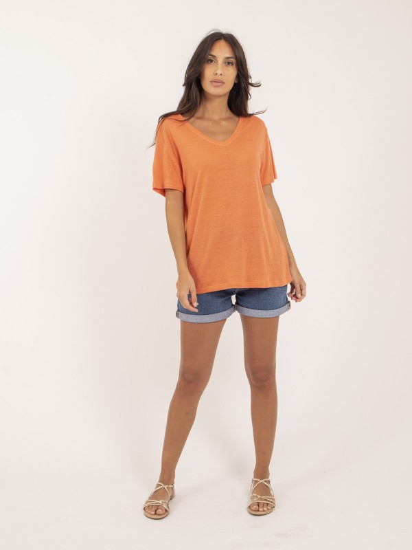 T-shirt col V lin FAIMES -...