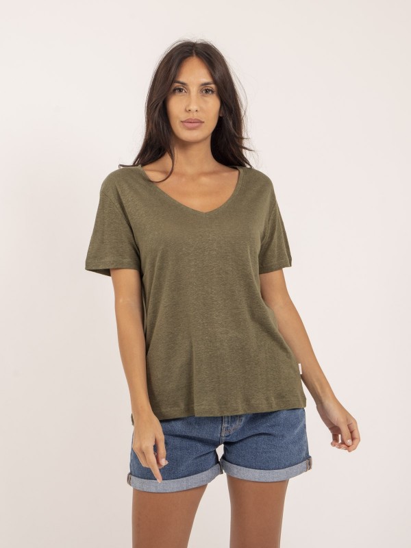 T-shirt col V lin FAIMES -...
