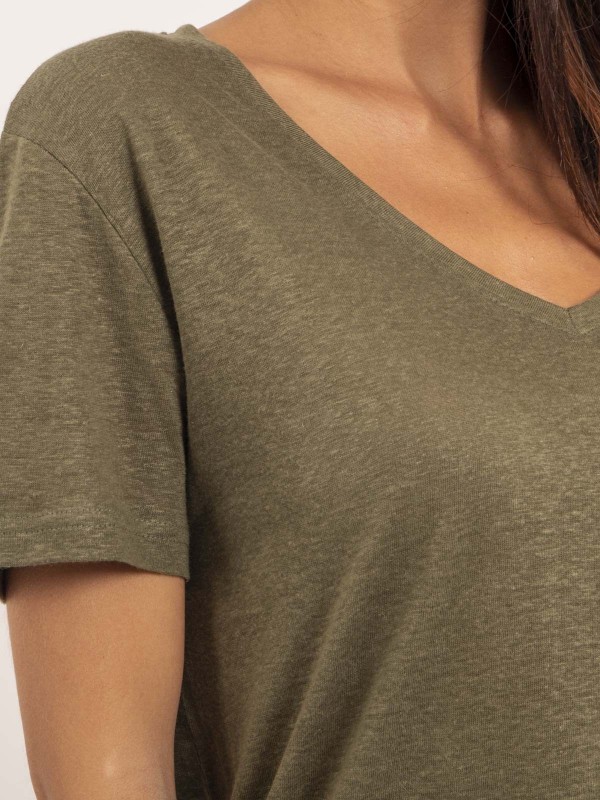 T-shirt col V lin FAIMES -...