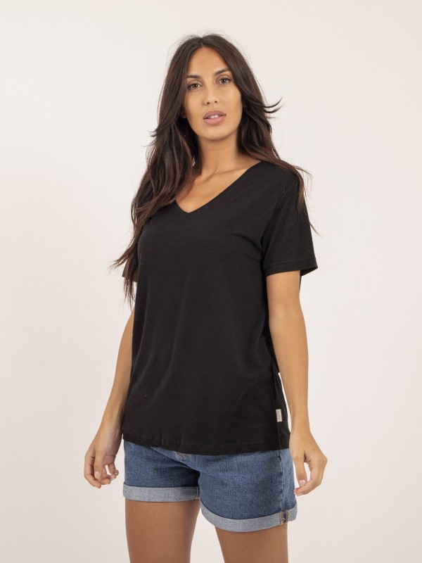 T-shirt col V lin FAIMES -...