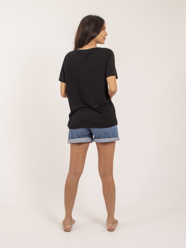 T-shirt col V lin FAIMES -...
