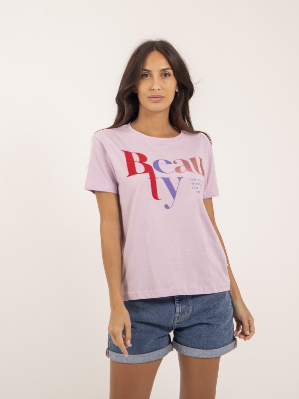 T-shirt col rond message...