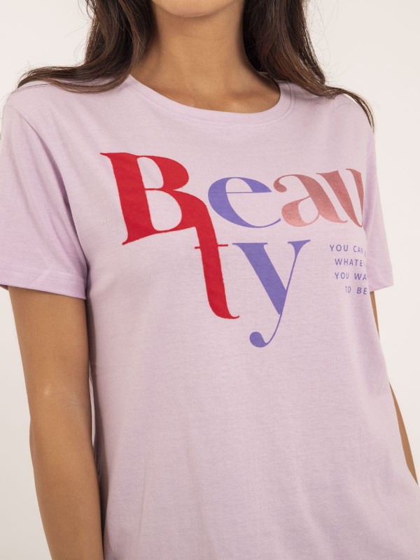 T-shirt col rond message...