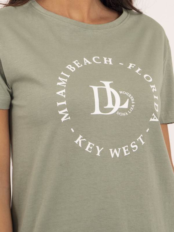 T-shirt col rond message...