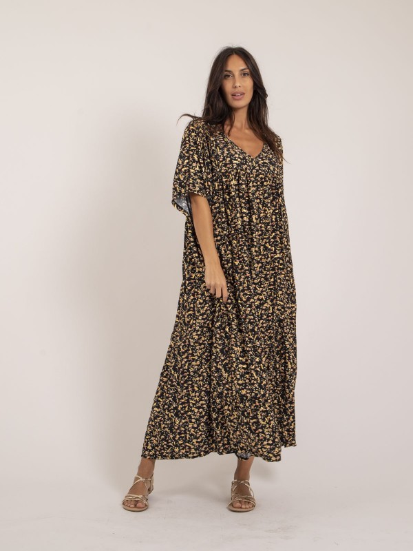 Robe longue motifs IVRY - Noir