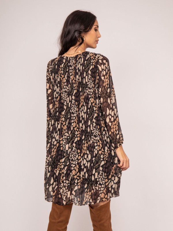 Robe courte motifs plissée...