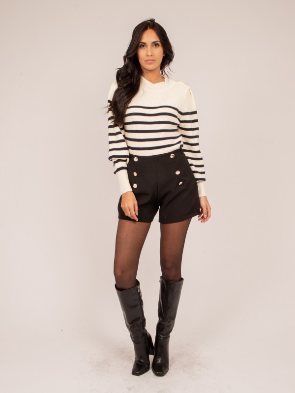 Pull rayures KERVIGNAC - Ecru