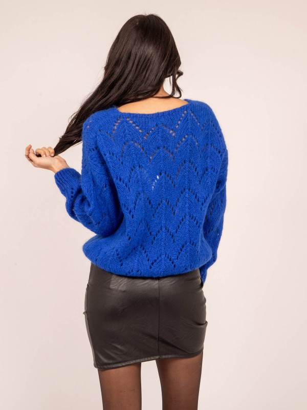 Pull col V KLARYSS - Bleu