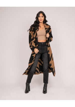 Manteau long pied de poule...
