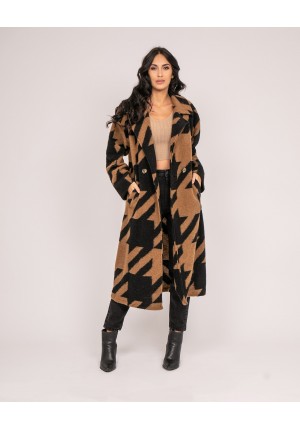 Manteau long pied de poule...