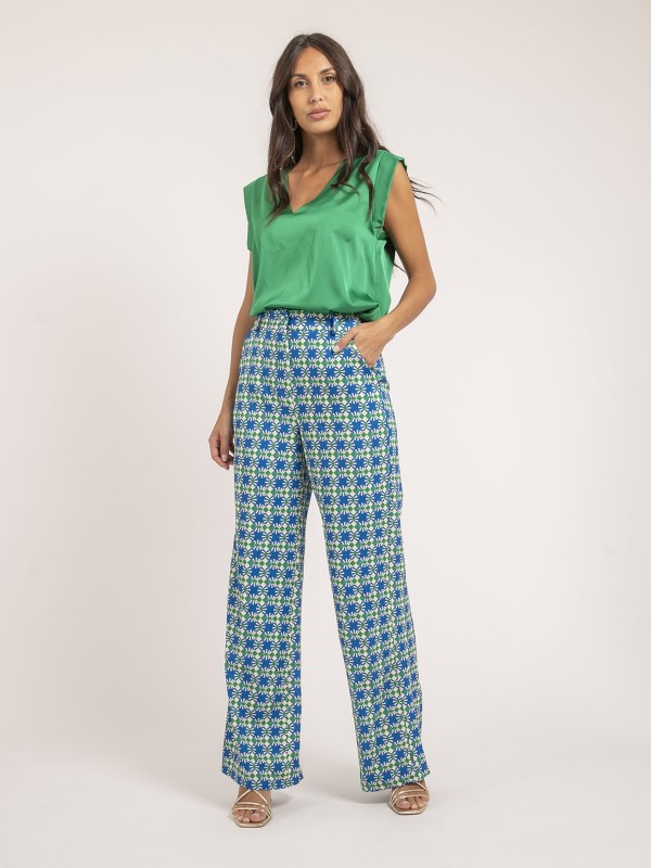 Pantalon motifs EDELINE - Bleu