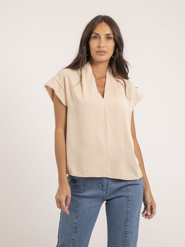 Blouse col V FATNA - Beige