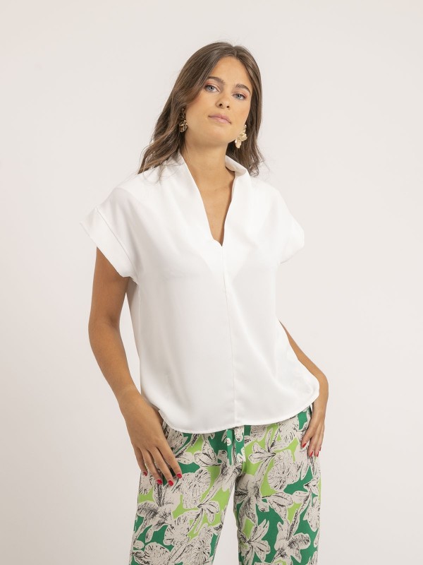 Blouse col V FATNA - Blanc