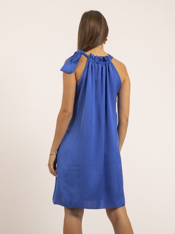 Robe courte satin IMUNE - Bleu