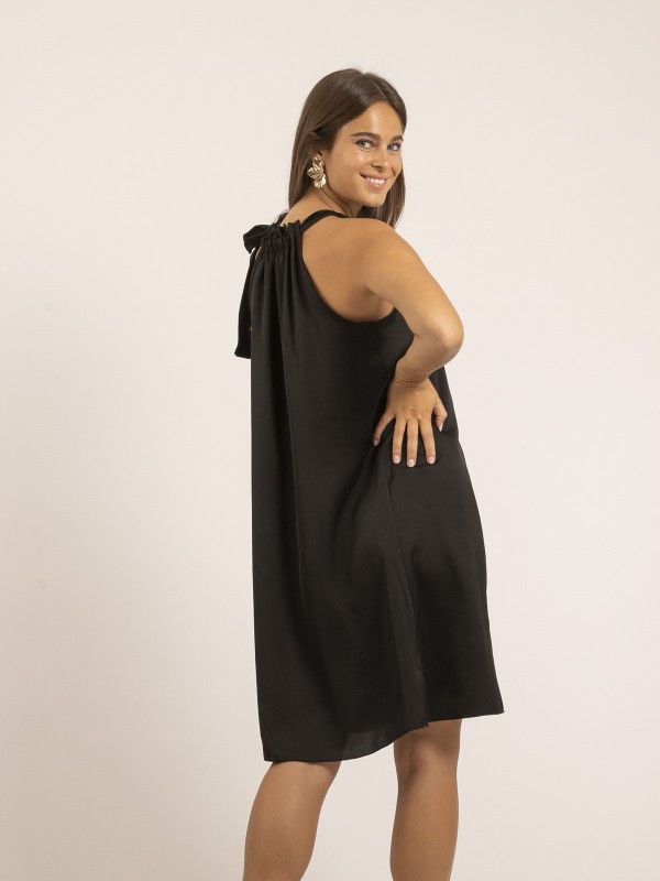 Robe courte satin IMUNE - Noir