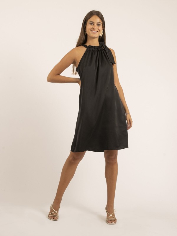 Robe courte satin IMUNE - Noir