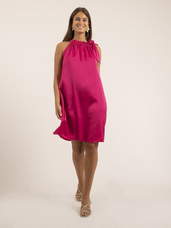 Robe courte satin IMUNE - Rose