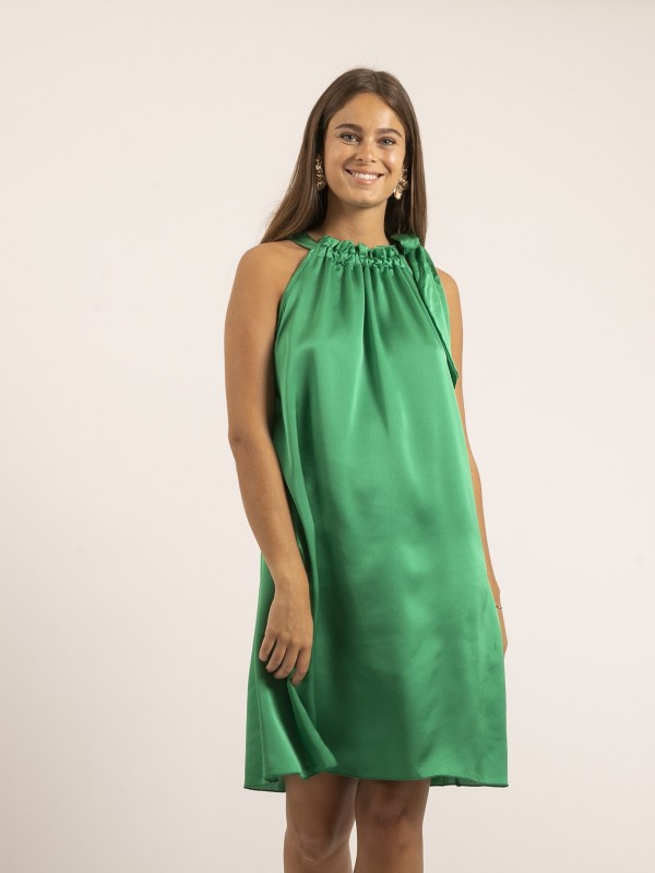 Robe courte satin IMUNE - Vert