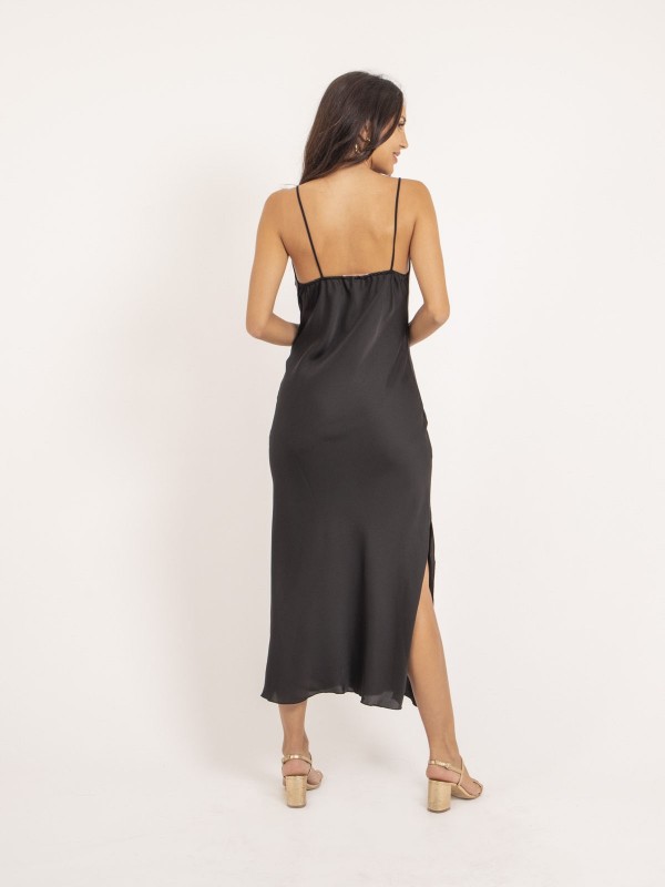 Robe longue satin ISAURIE