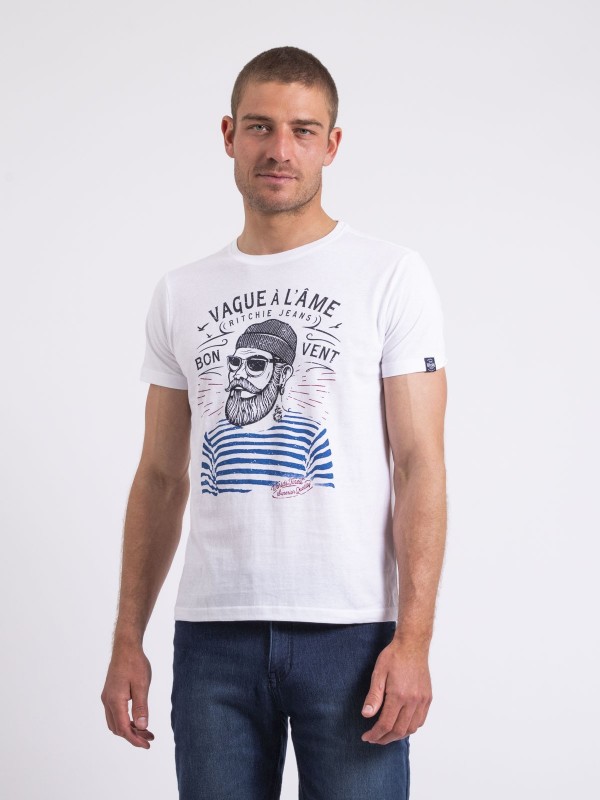 T-shirt col rond pur coton...