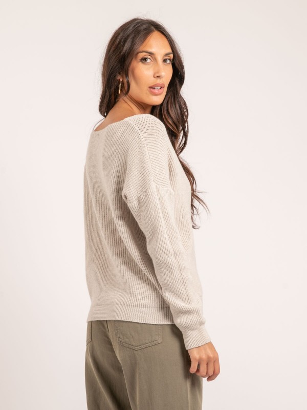 Pull col V KYLEENA - Beige