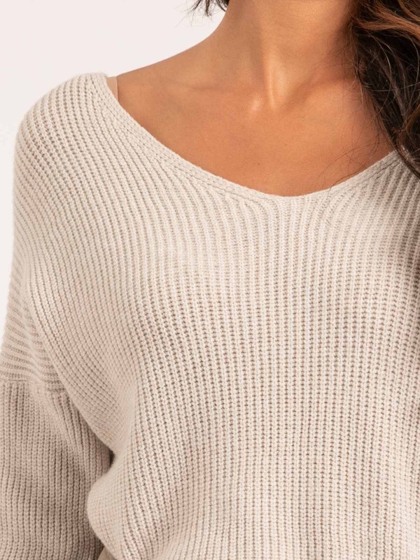 Pull col V KYLEENA - Beige