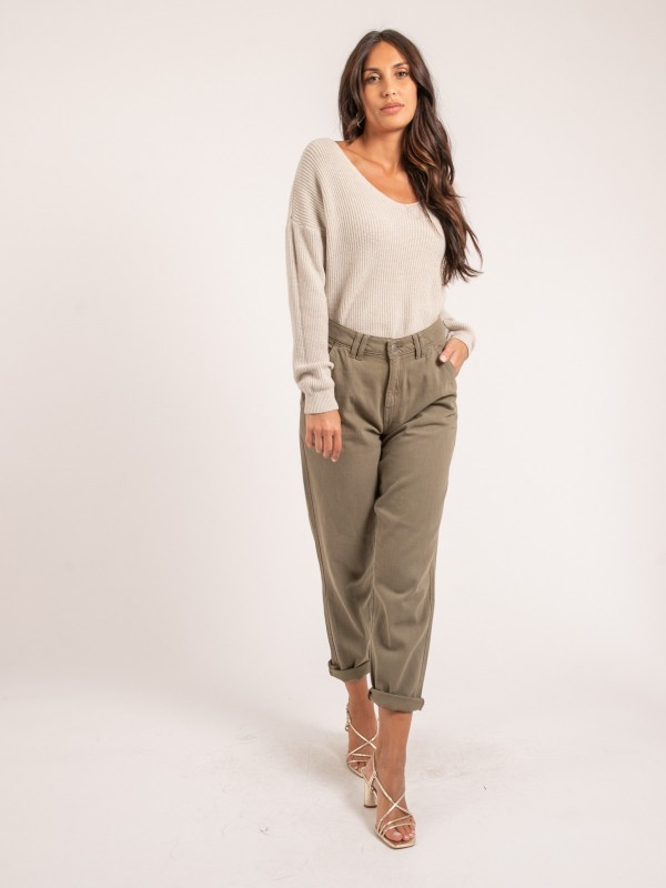 Pull col V KYLEENA - Beige
