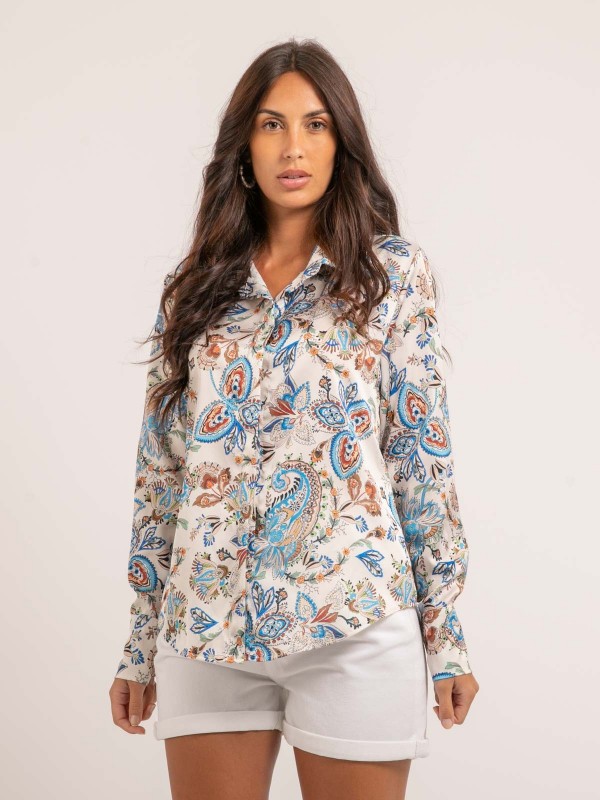 Chemise motifs OLIANE - Bleu