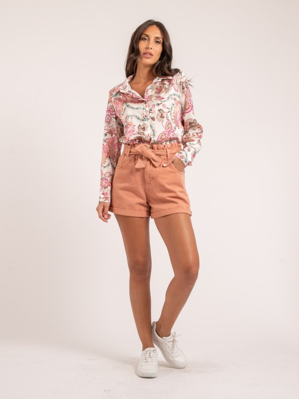 Chemise motifs OLIANE - Rose