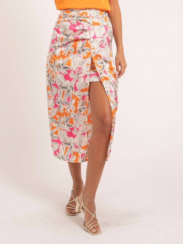 Jupe midi motifs XAMA - Rose