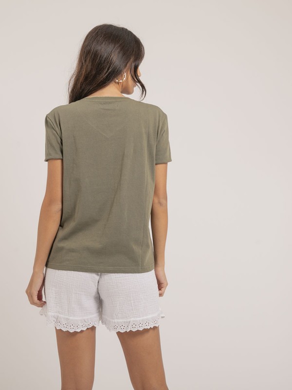 T-shirt col V pur coton...