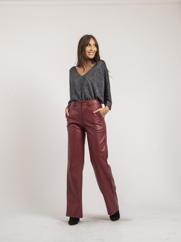 Pantalon droit simili cuir...