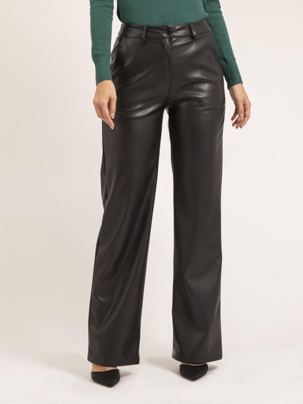 Pantalon droit simili cuir...