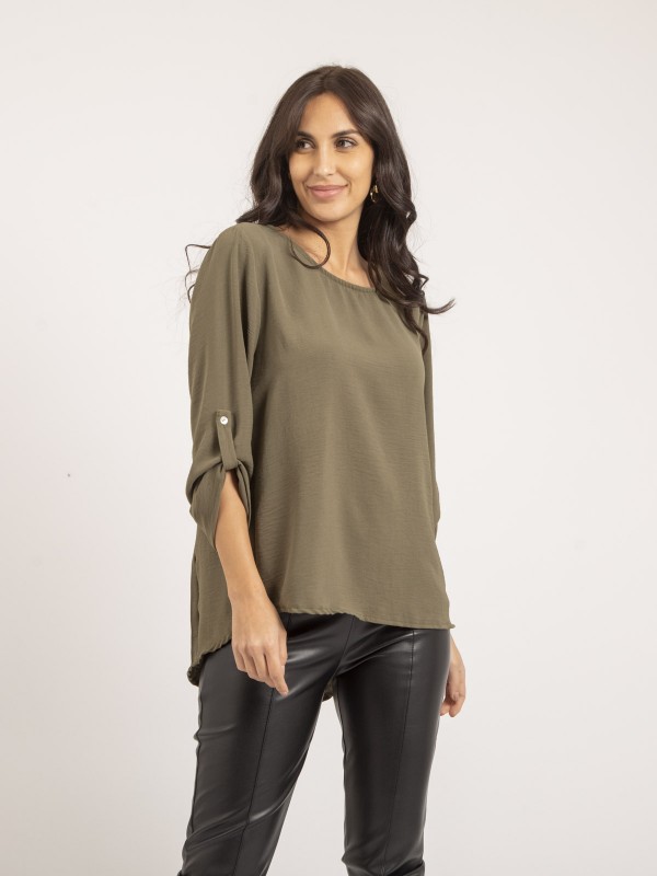 Blouse dos plissé FUNDA - Kaki