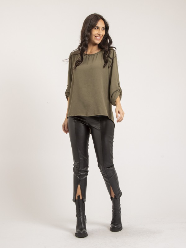 Blouse dos plissé FUNDA - Kaki