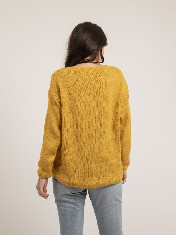 Pull col V KALANA - Jaune...