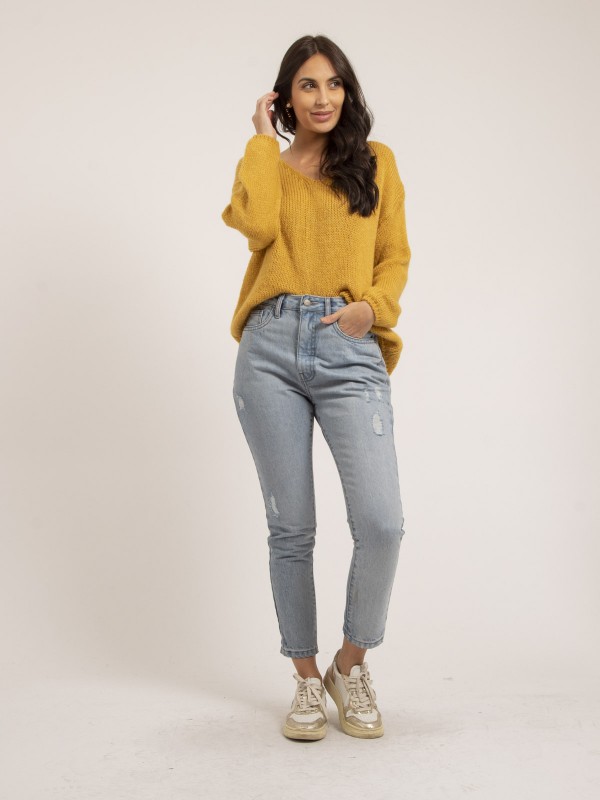 Pull col V KALANA - Jaune...