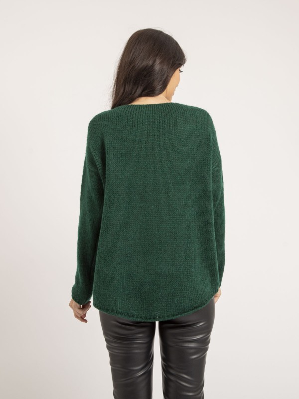Pull col V KALANA - Vert foret
