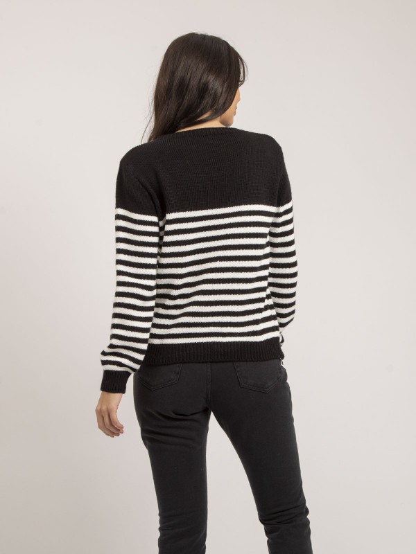 Pull col rond rayures...