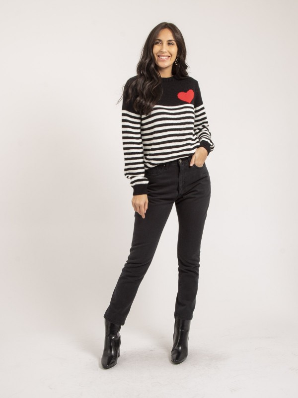 Pull col rond rayures...