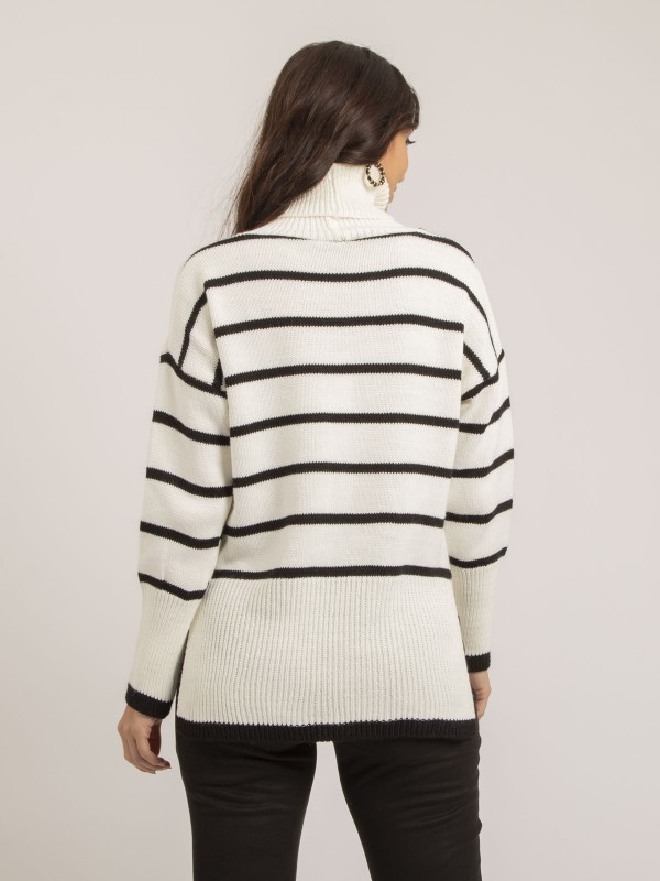 Pull col roulé rayures...