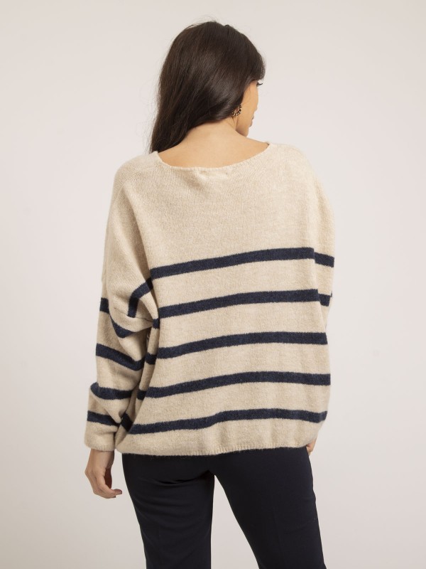 Pull col V rayures KLERVI -...