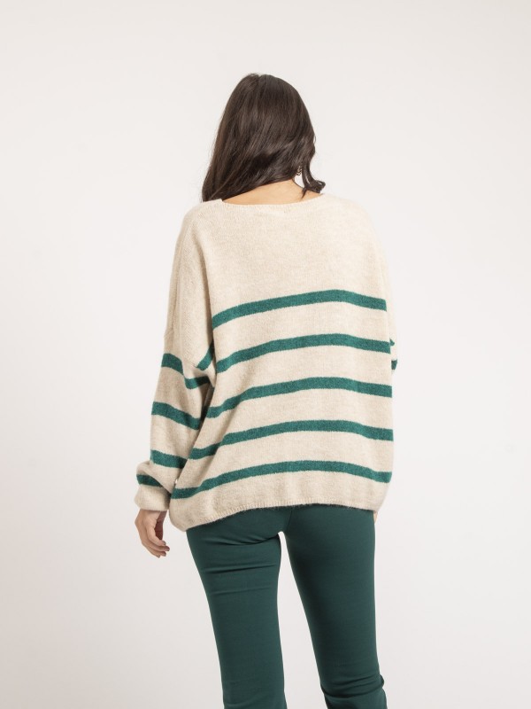 Pull col V rayures KLERVI -...