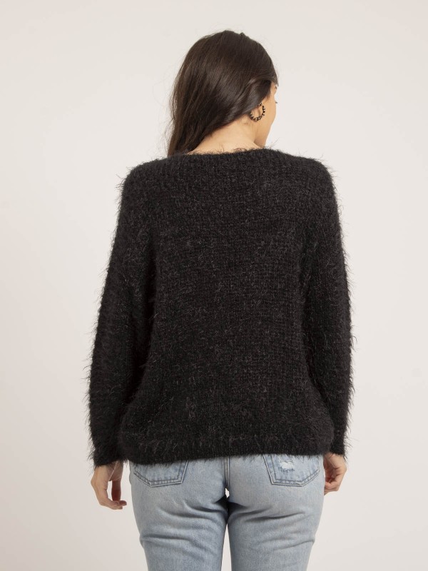 Pull col V maille chenille...