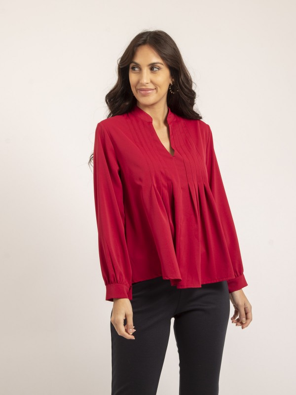 Blouse plissée OANA - Rouge