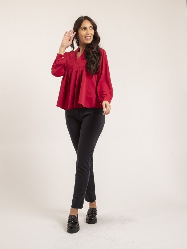 Blouse plissée OANA - Rouge